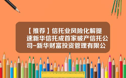 【推荐】信托业风险化解提速新华信托成首家破产信托公司-新华财富投资管理有限公司