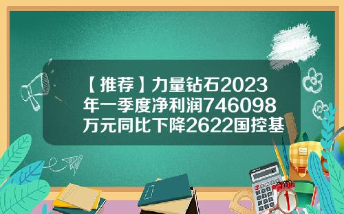 【推荐】力量钻石2023年一季度净利润746098万元同比下降2622国控基金管理有限公司