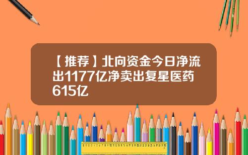 【推荐】北向资金今日净流出1177亿净卖出复星医药615亿