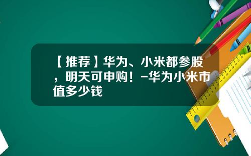 【推荐】华为、小米都参股，明天可申购！-华为小米市值多少钱