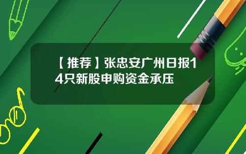 【推荐】张忠安广州日报14只新股申购资金承压