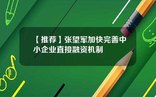 【推荐】张望军加快完善中小企业直接融资机制