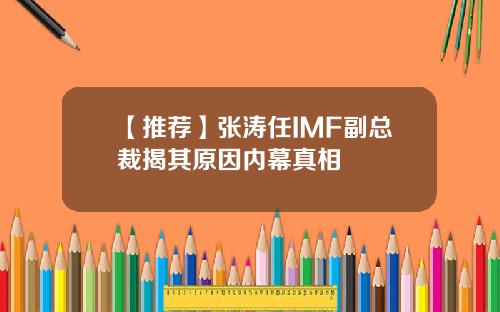 【推荐】张涛任IMF副总裁揭其原因内幕真相