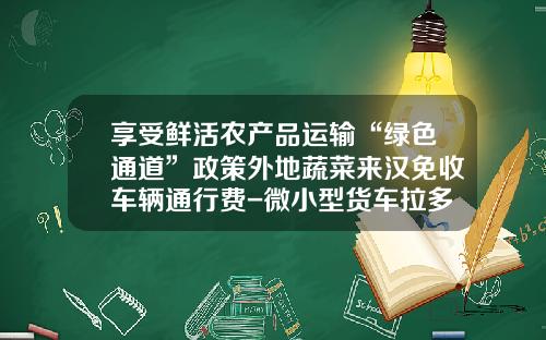 享受鲜活农产品运输“绿色通道”政策外地蔬菜来汉免收车辆通行费-微小型货车拉多少蔬菜免过路费
