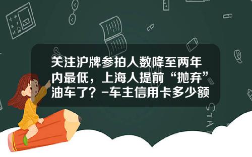 关注沪牌参拍人数降至两年内最低，上海人提前“抛弃”油车了？-车主信用卡多少额度【新闻】.