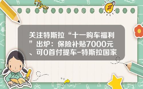 关注特斯拉“十一购车福利”出炉：保险补贴7000元、可0首付提车-特斯拉国家补贴多少【新闻】.