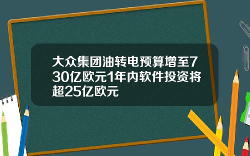 大众集团油转电预算增至730亿欧元1年内软件投资将超25亿欧元