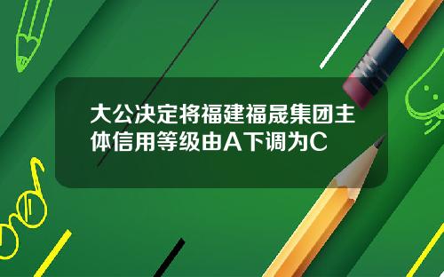 大公决定将福建福晟集团主体信用等级由A下调为C