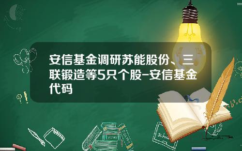 安信基金调研苏能股份、三联锻造等5只个股-安信基金代码