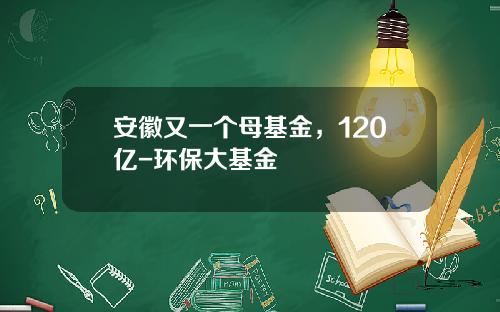 安徽又一个母基金，120亿-环保大基金