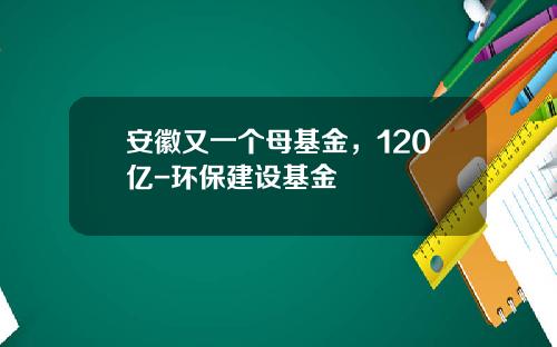 安徽又一个母基金，120亿-环保建设基金
