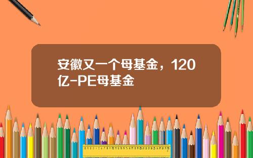 安徽又一个母基金，120亿-PE母基金