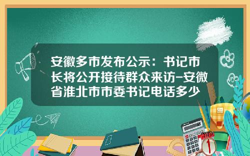 安徽多市发布公示：书记市长将公开接待群众来访-安微省淮北市市委书记电话多少