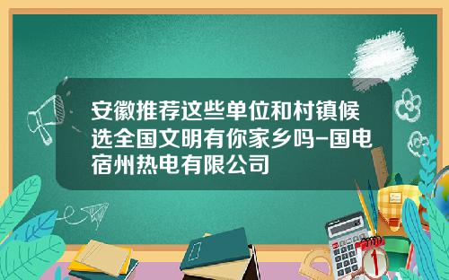 安徽推荐这些单位和村镇候选全国文明有你家乡吗-国电宿州热电有限公司