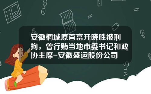 安徽桐城原首富开晓胜被刑拘，曾行贿当地市委书记和政协主席-安徽盛运股份公司