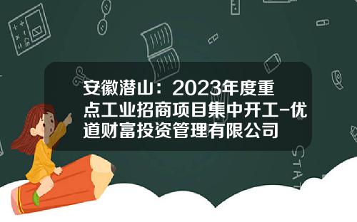 安徽潜山：2023年度重点工业招商项目集中开工-优道财富投资管理有限公司