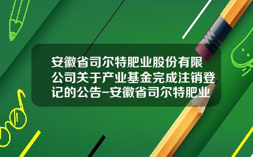 安徽省司尔特肥业股份有限公司关于产业基金完成注销登记的公告-安徽省司尔特肥业股份有限公司