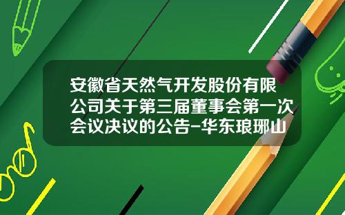 安徽省天然气开发股份有限公司关于第三届董事会第一次会议决议的公告-华东琅琊山抽水蓄能有限公司