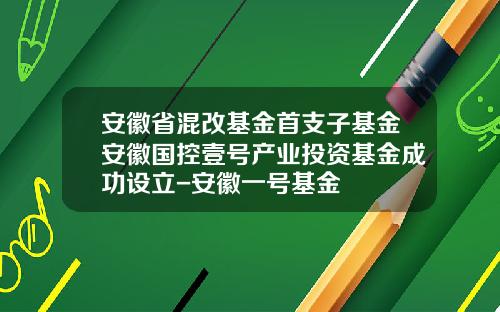 安徽省混改基金首支子基金安徽国控壹号产业投资基金成功设立-安徽一号基金