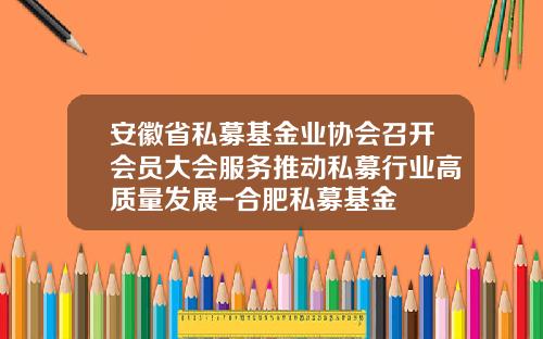 安徽省私募基金业协会召开会员大会服务推动私募行业高质量发展-合肥私募基金