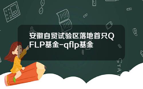 安徽自贸试验区落地首只QFLP基金-qflp基金