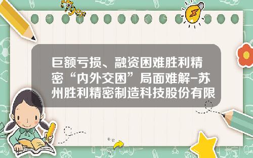 巨额亏损、融资困难胜利精密“内外交困”局面难解-苏州胜利精密制造科技股份有限公司待遇
