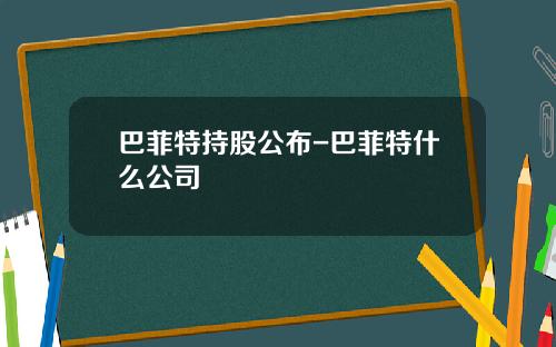 巴菲特持股公布-巴菲特什么公司