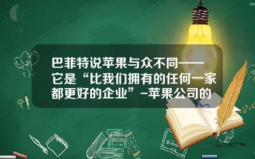 巴菲特说苹果与众不同——它是“比我们拥有的任何一家都更好的企业”-苹果公司的评价
