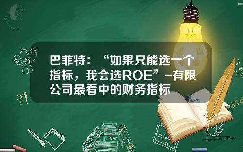 巴菲特：“如果只能选一个指标，我会选ROE”-有限公司最看中的财务指标
