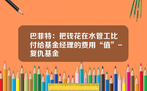巴菲特：把钱花在水管工比付给基金经理的费用“值”-复仇基金
