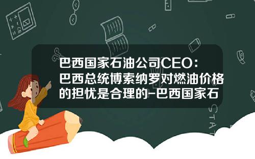 巴西国家石油公司CEO：巴西总统博索纳罗对燃油价格的担忧是合理的-巴西国家石油公司新ceo