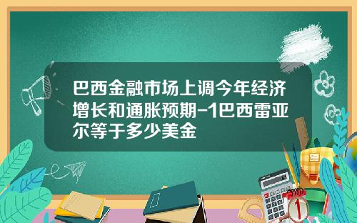 巴西金融市场上调今年经济增长和通胀预期-1巴西雷亚尔等于多少美金
