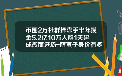 币圈2万社群操盘手半年揽金5.2亿10万人群1天建成微商进场-薛蛮子身价有多少
