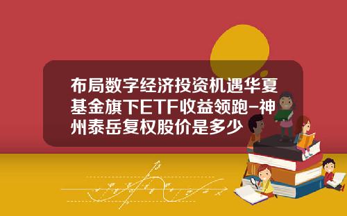 布局数字经济投资机遇华夏基金旗下ETF收益领跑-神州泰岳复权股价是多少