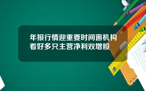 年报行情迎重要时间窗机构看好多只主营净利双增股