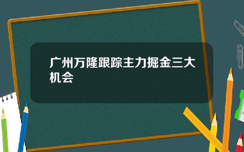 广州万隆跟踪主力掘金三大机会