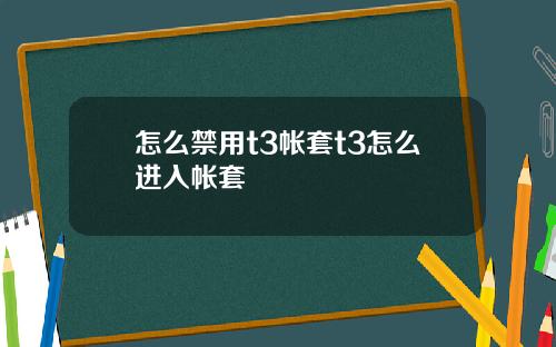 怎么禁用t3帐套t3怎么进入帐套