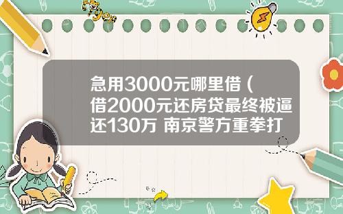 急用3000元哪里借 (借2000元还房贷最终被逼还130万 南京警方重拳打击“套路贷”)_1