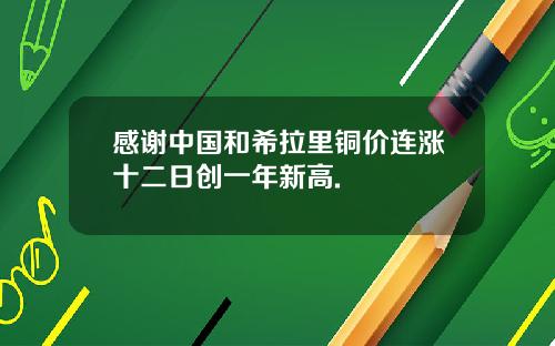 感谢中国和希拉里铜价连涨十二日创一年新高.