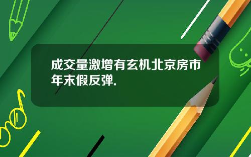 成交量激增有玄机北京房市年末假反弹.
