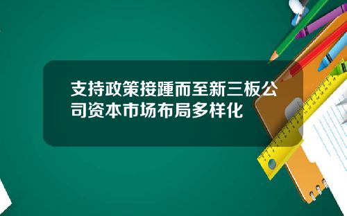 支持政策接踵而至新三板公司资本市场布局多样化