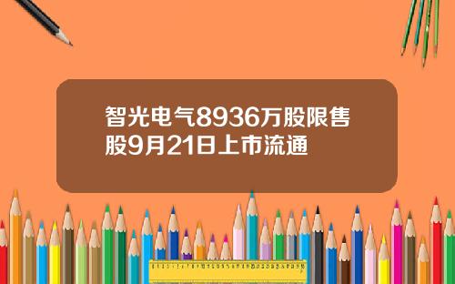 智光电气8936万股限售股9月21日上市流通