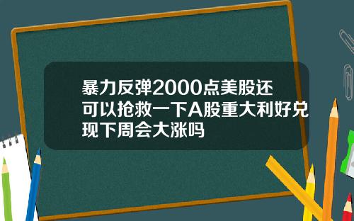 暴力反弹2000点美股还可以抢救一下A股重大利好兑现下周会大涨吗