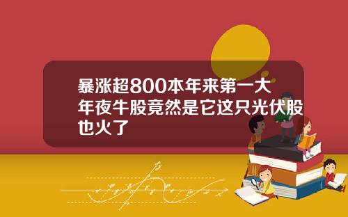 暴涨超800本年来第一大年夜牛股竟然是它这只光伏股也火了