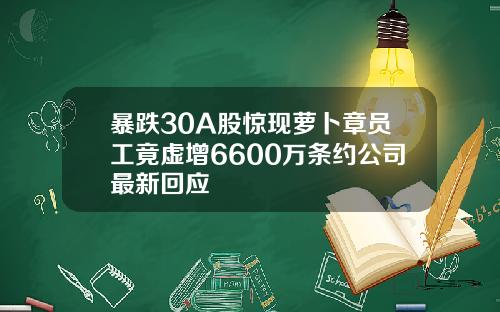 暴跌30A股惊现萝卜章员工竟虚增6600万条约公司最新回应
