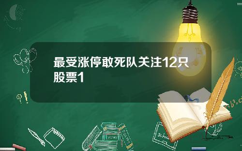 最受涨停敢死队关注12只股票1