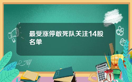 最受涨停敢死队关注14股名单