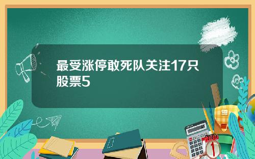 最受涨停敢死队关注17只股票5