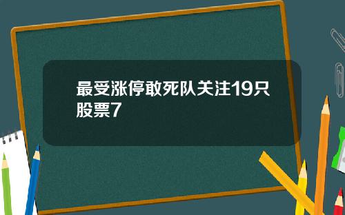最受涨停敢死队关注19只股票7