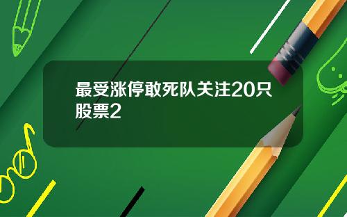 最受涨停敢死队关注20只股票2